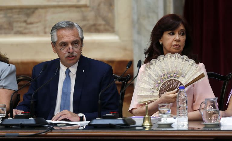 Alberto Fernández y Cristina Kirchner, en la apertura de sesiones ordinarias del Congreso, el 1º de marzo