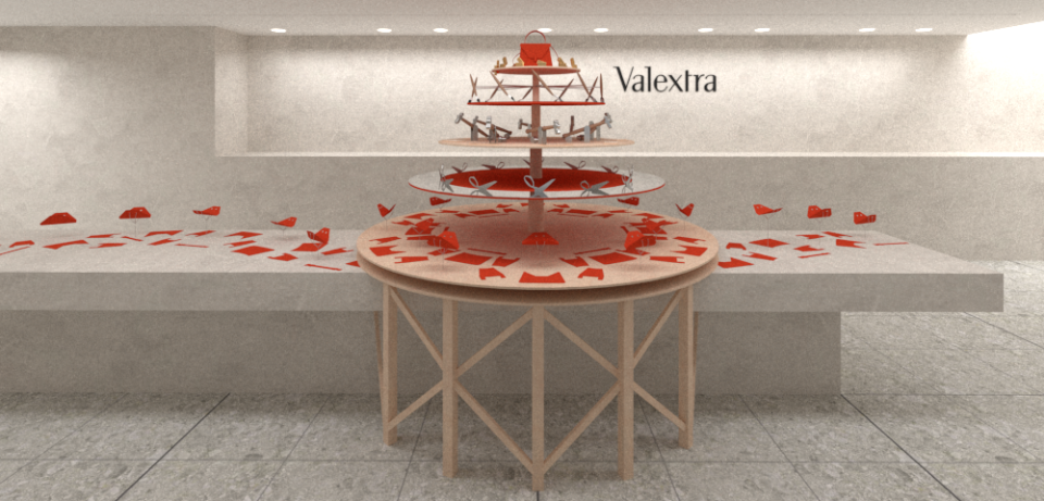 Design duo Isabel + Helen installation at Valextra flagship store