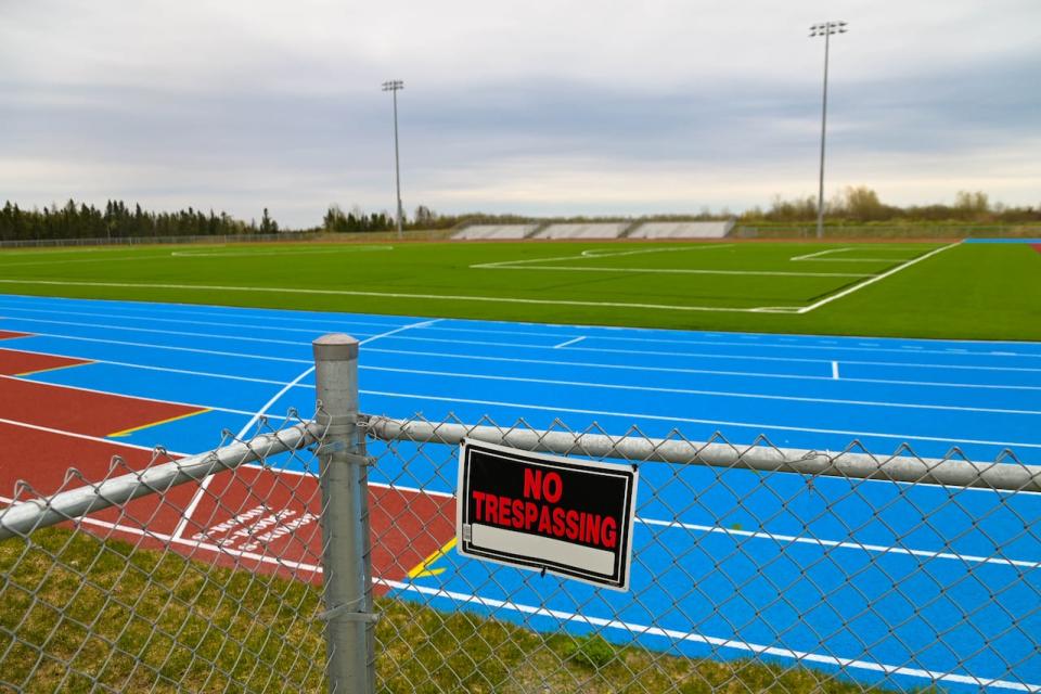 Gander mayor Percy Farwell says the new turf pitch and track is still considered a construction site and won't be open for a few weeks.