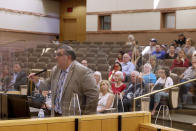 Clark County Registrar of Voters Joe Gloria speaks during a Clark County Commission meeting in Las Vegas, Friday, June 24, 2022, where commissioners voted to certify its primary election results. (K.M. Cannon/Las Vegas Review-Journal via AP)