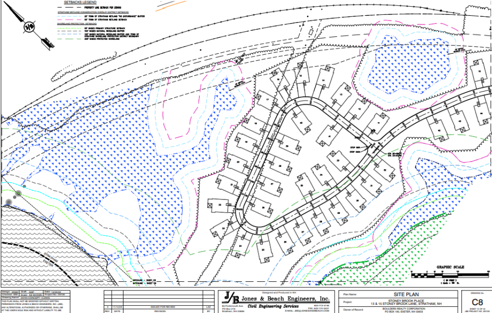 A developer wants to build 59 condos at 13 and 15 Stoney Brook Lane, a 77-acre land that sits on the Exeter-Stratham town line.