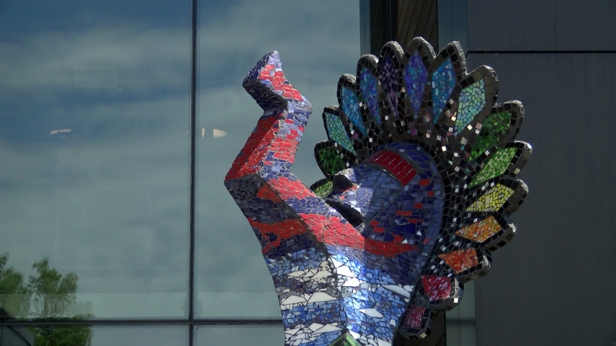 The PRISM Keeper on Parade is unveiled outside of Cargill on April 24, 2024. (KSN News Photo)