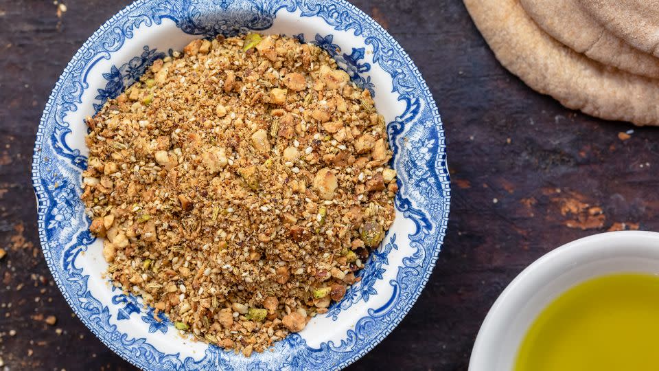 Dukkah, a blend of nuts, seeds and warm spices, makes a savory, crunchy topping on everything from soups to salads. - Suzy Karadsheh/The Mediterranean Dish