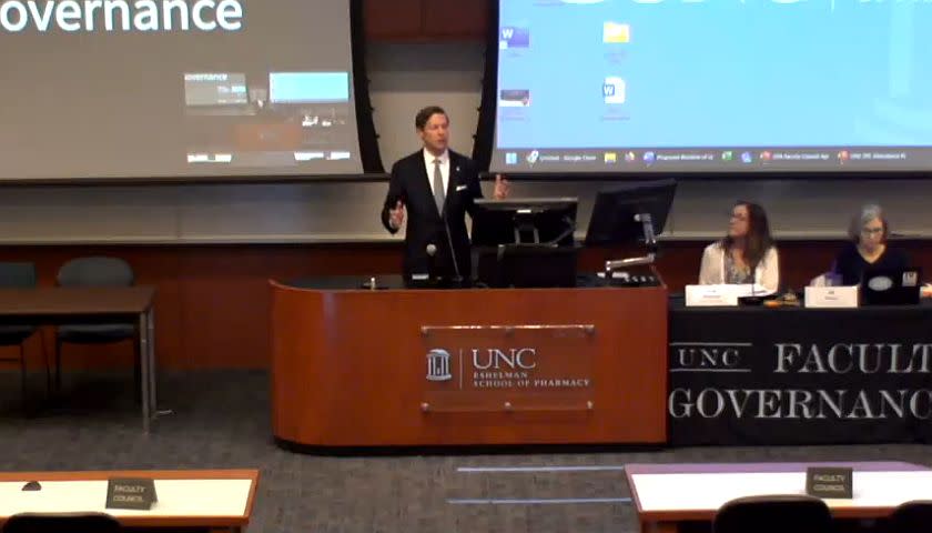 Interim Chancellor Lee Roberts addresses UNC-CH faculty
