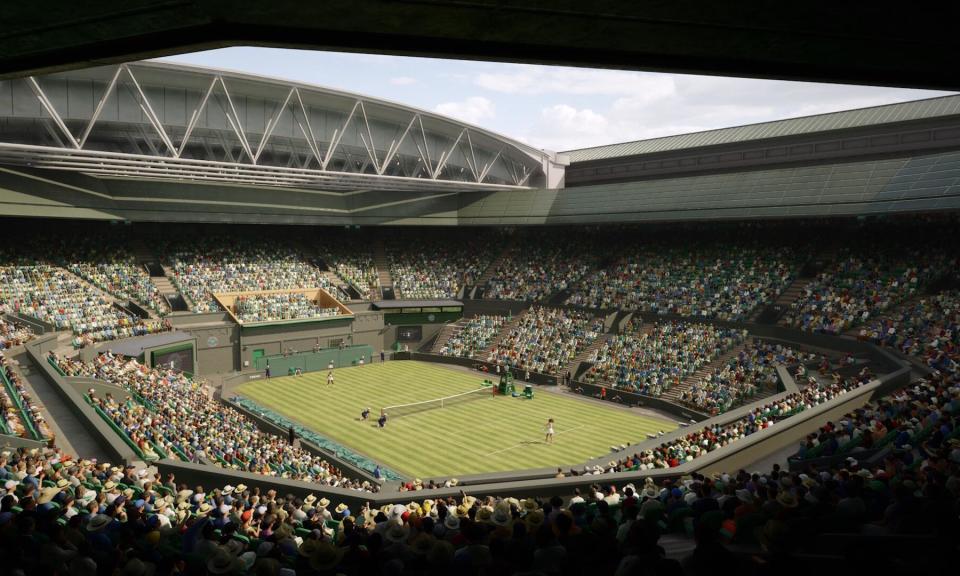 <span>Screenshot of Wimbledon from the Top Spin 2K25 game, which will be used for the tournament.</span><span>Photograph: 2K Games</span>