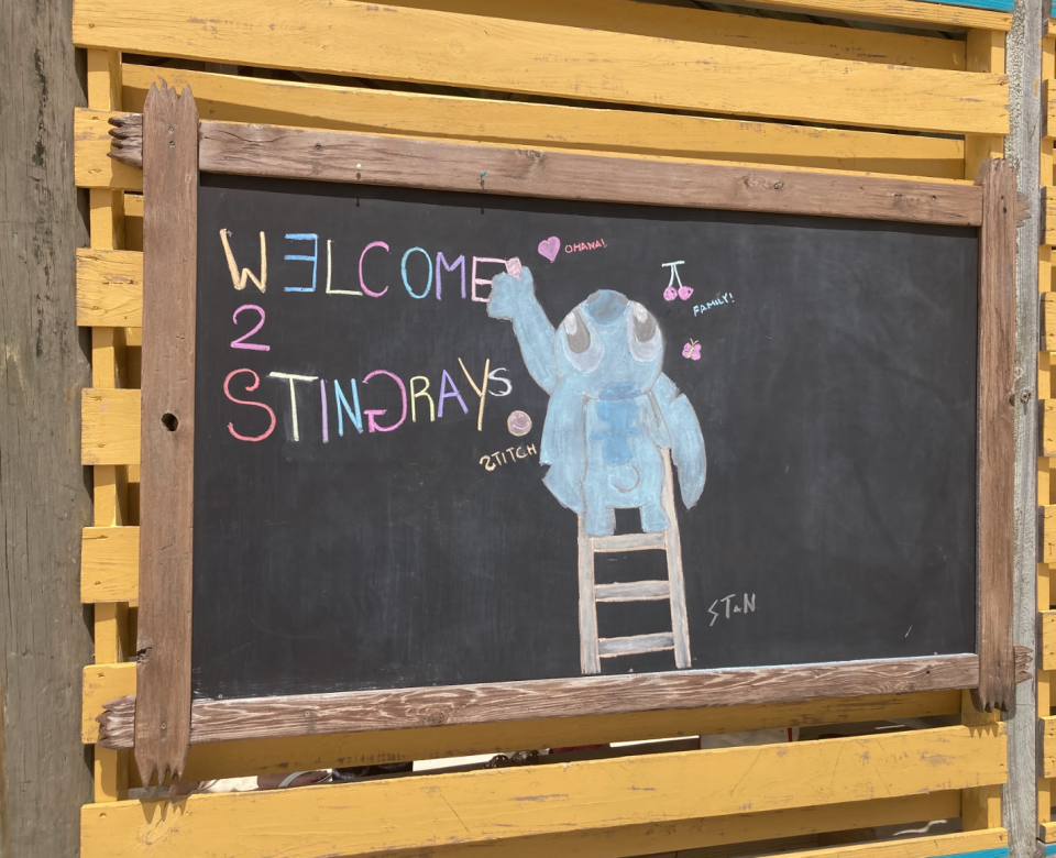 welcome to sting rays chalk board