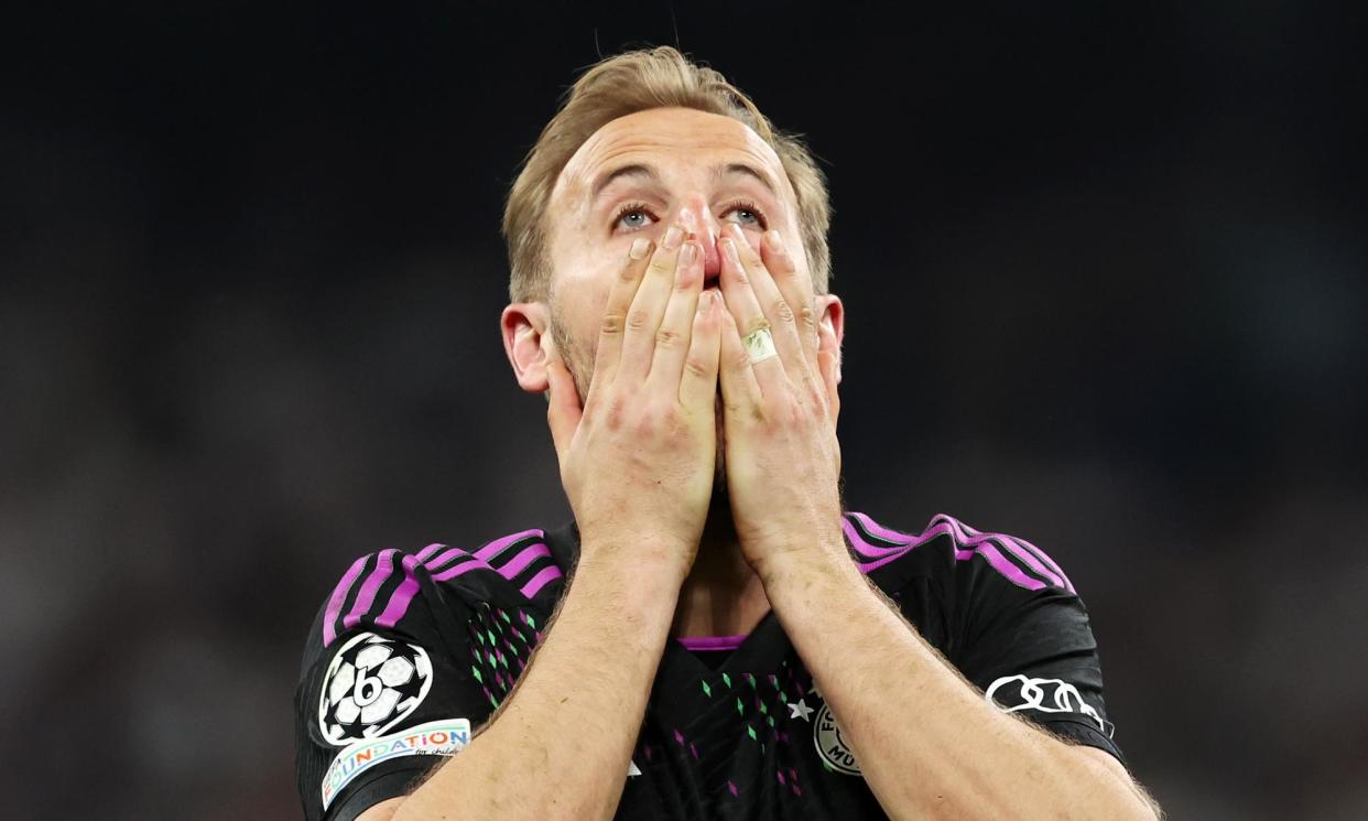<span>Harry Kane after the inevitability of Madrid.</span><span>Photograph: Alexander Hassenstein/Getty Images</span>