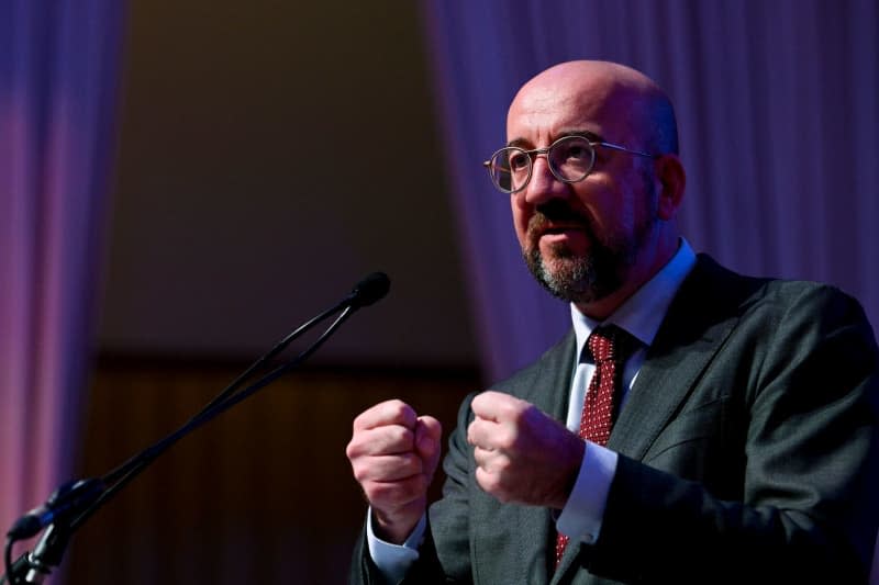 European Council President Charles Michel speaks during the celebration of the 20th Anniversary of the EU Enlargement. -/EU Council/dpa