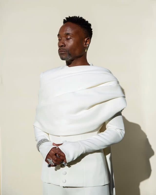7) Billy Porter Wears White Suit With Train To 2020 Emmys