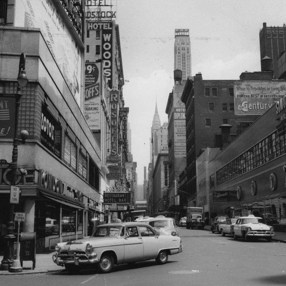 <p>A street view of Manhattan's Time Square neighborhood proves that not much has changed in the busy area. </p>