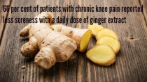 Ginger Studies at the University of Miami found 66 per cent of patients with chronic knee pain reported less soreness with a daily dose of ginger extract. There is no RDI so pump up the volume to drown out throbbing pain.