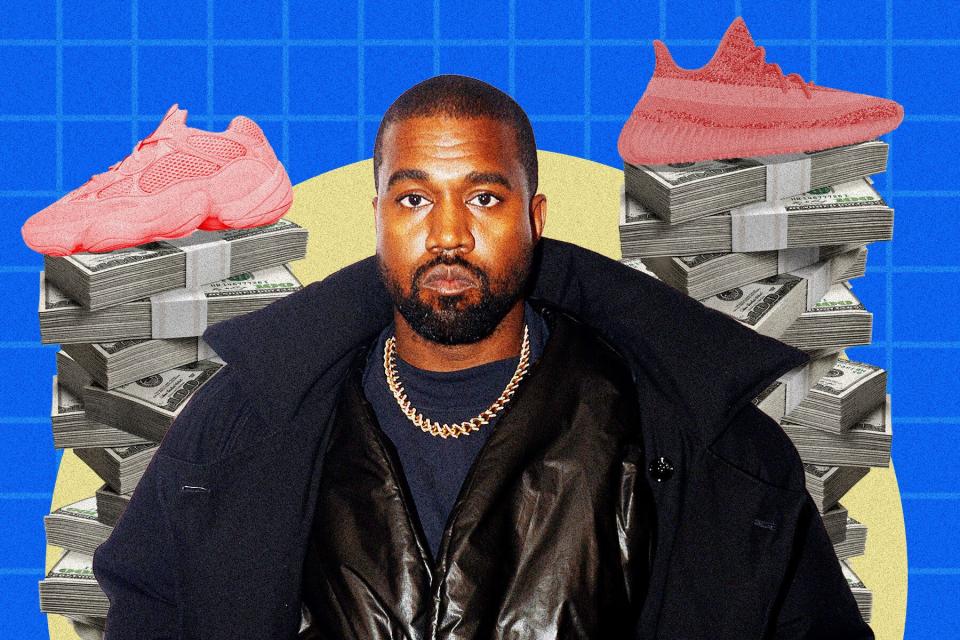 Kanye West verlor nach Ende des Deals mit Adidas zwei Milliarden Dollar. - Copyright: Getty Images / Collage: Dominik Schmitt