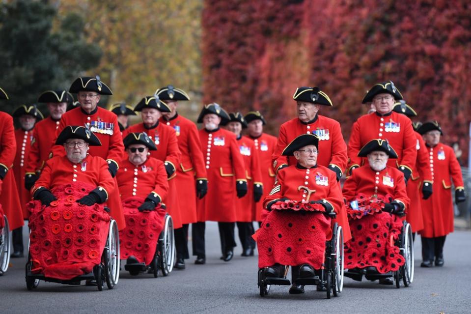 Veterans form up on Horse Guards Parade (Daniel Leal-Olivas/PA) (PA Wire)