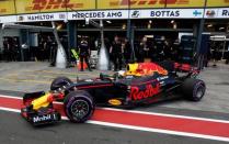 Formula One - F1 - Australian Grand Prix - Melbourne, Australia - 25/03/2017 Red Bull Racing driver Daniel Ricciardo of Australia pulls out of the team garage during the qualifying session. REUTERS/Brandon Malone -