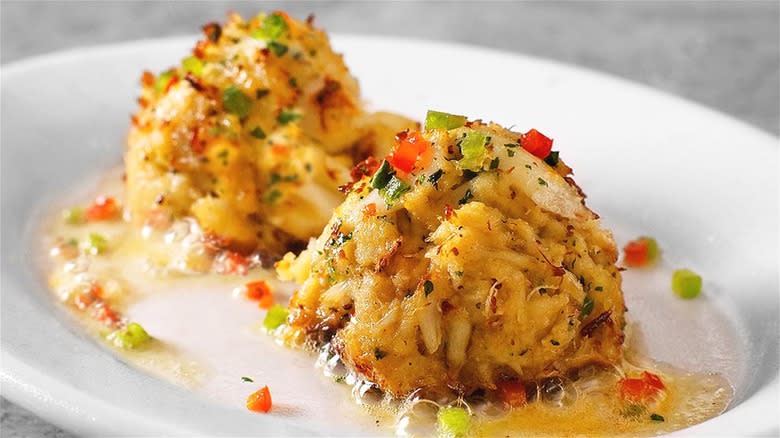Crab cakes on white background