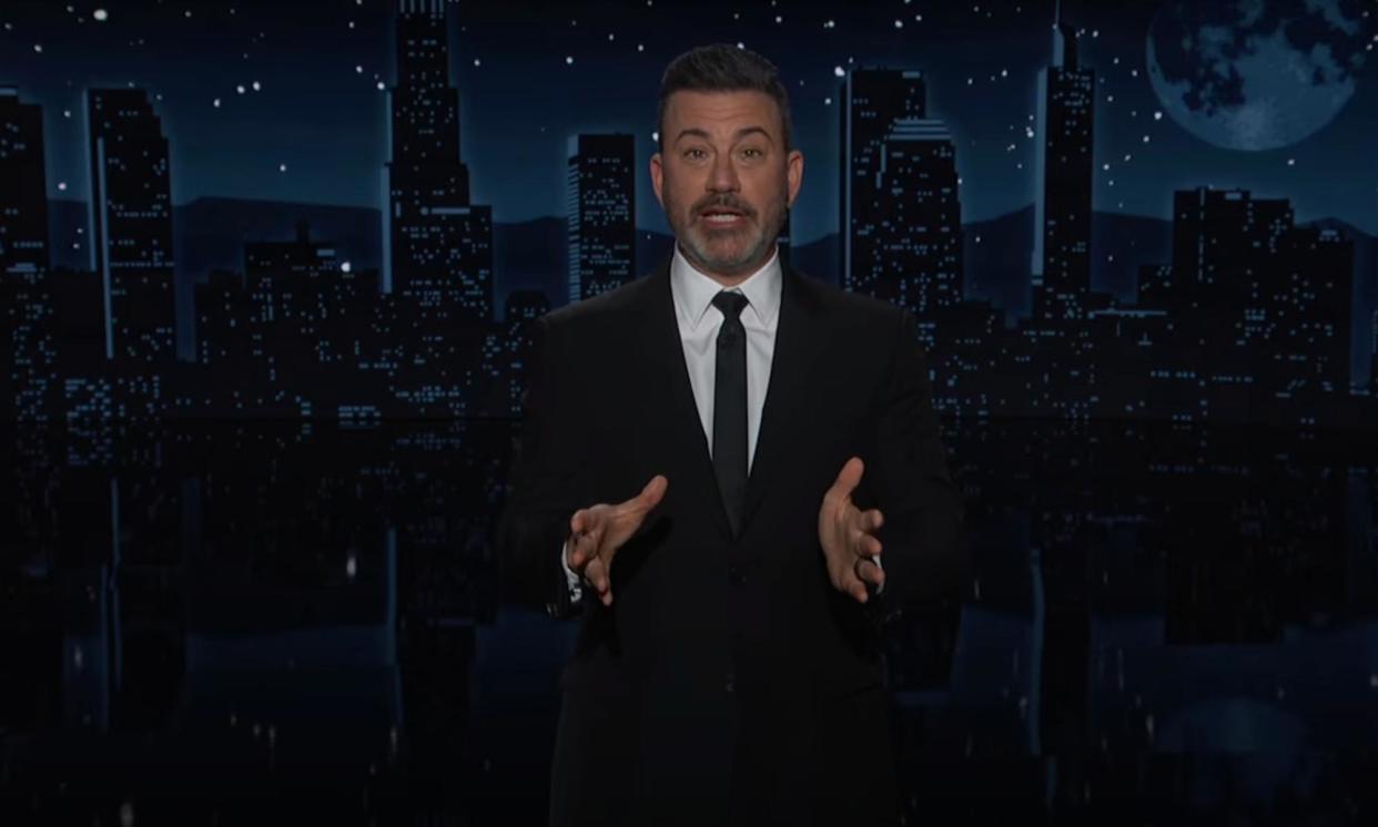 <span>Jimmy Kimmel on Donald Trump: ‘This is a man who for the last week has been spreading a complete lie that he knows is a lie, saying Haitian immigrants are eating pets in Springfield, Ohio.’</span><span>Photograph: Youtube</span>