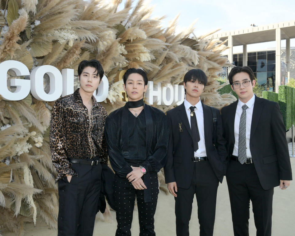 LOS ANGELES, CALIFORNIA - MAY 06: (L-R) Jaehyeong Lee, Woosung Kim, Hajoon Lee, and Doojon Park attend the Gold House 2nd Annual Gold Gala: Gold Bridge at Dorothy Chandler Pavilion on May 06, 2023 in Los Angeles, California. (Photo by Charley Gallay/Getty Images for Gold House)