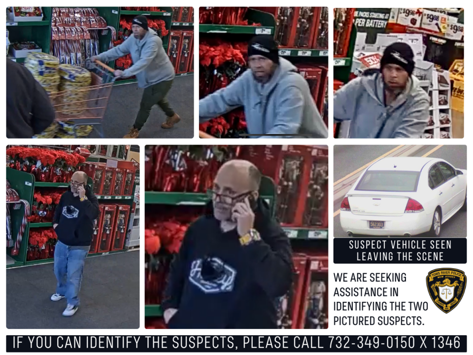 Suspects who police say stole nearly $3,000 worth of materials from Home Depot in Toms River.