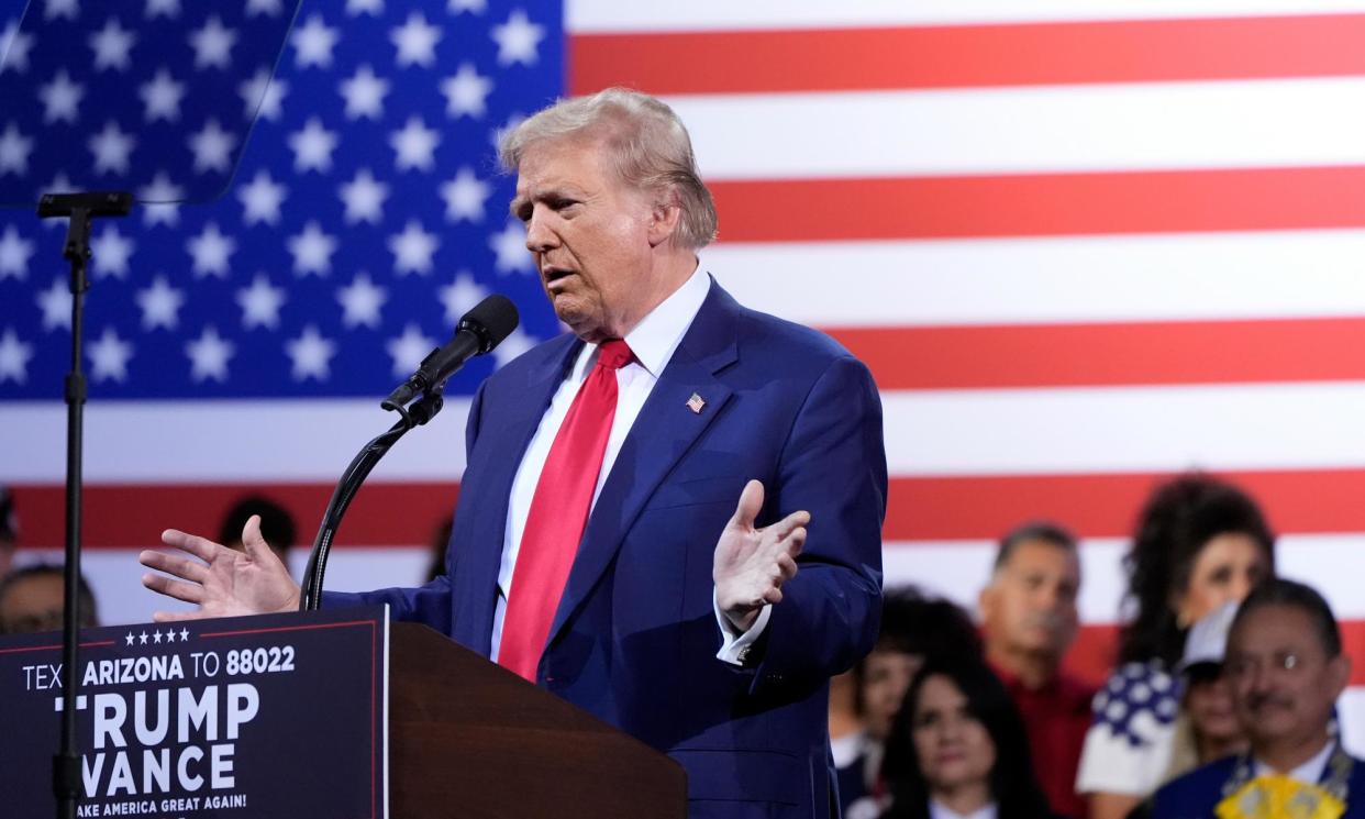 <span>Donald Trump speaks in Tucson on Thursday afternoon.</span><span>Photograph: Alex Brandon/AP</span>