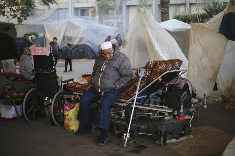 Palestinians take shelter from the Israeli bombardment of the Gaza Strip in the Gaza European Hospital in Khan Younis, Tuesday, Dec. 26, 2023. (AP Photo/Hatem Ali)