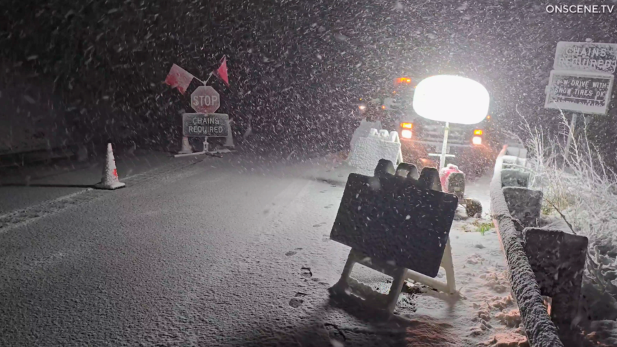 Blizzard-like conditions hit the San Bernardino Mountains on March 15, 2024.