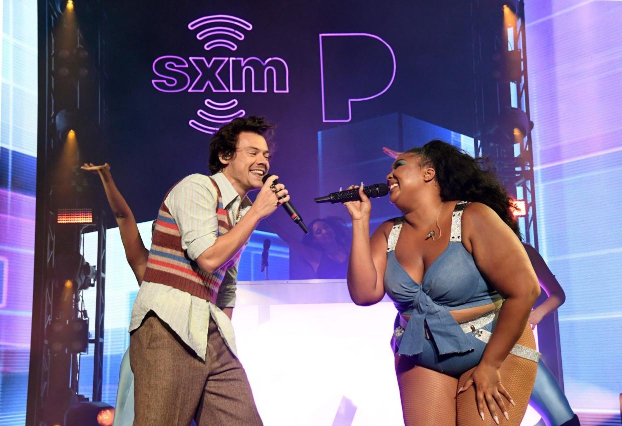 Lizzo and Harry Styles 2020 Miami Concert On Stage