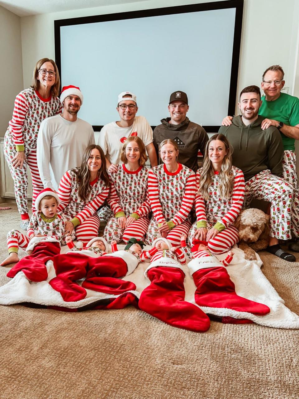 PHOTO: The family dressed up in matching Christmas Grinch pajamas this year. (Wildfire Photo Co.)