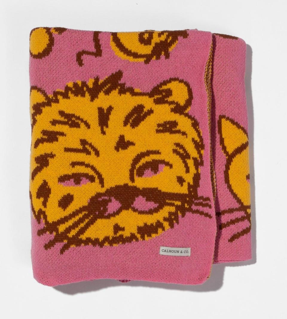 Meow Knit Blanket in Kitten Nose by Calhoun & Co, $134, Bark International
