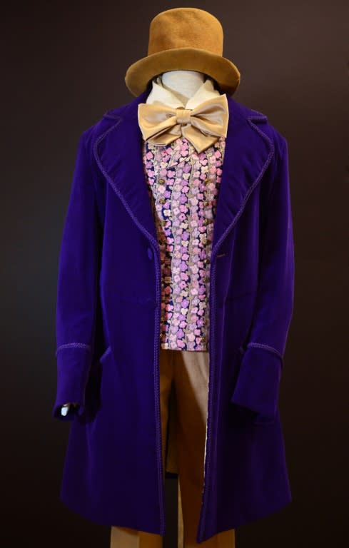 Gene Wilder's signature costume from the film "Willy Wonka and the Chocolate Factory" on display in 2012