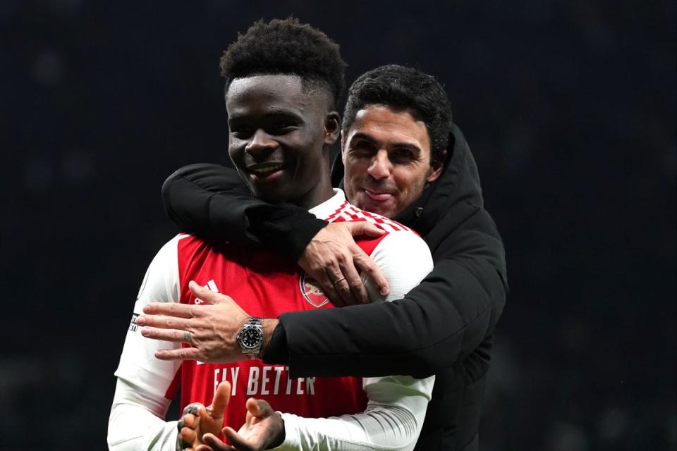 Deal almost done: Bukayo Saka is set to sign a new lucrative long-term contract at Arsenal (PA)
