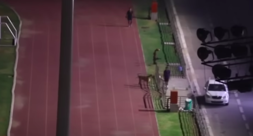 A major sports stadium in the national capital of India was forced to shut down early and athletes were told to leave so a bureaucrat could walk his dog. Screengrab (Indian Express / Youtube)