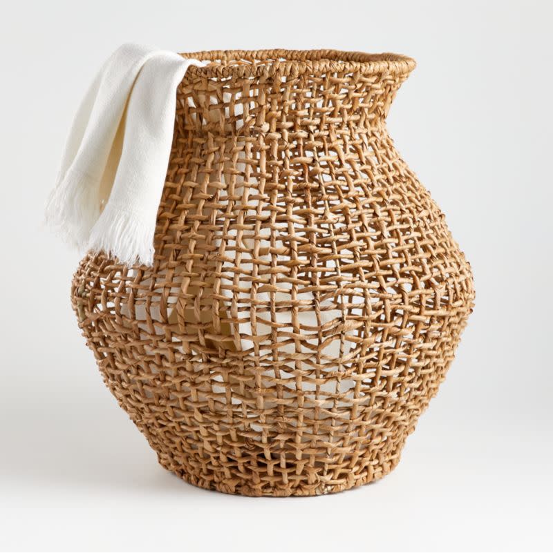 2) Large Natural Wonky Weave Basket