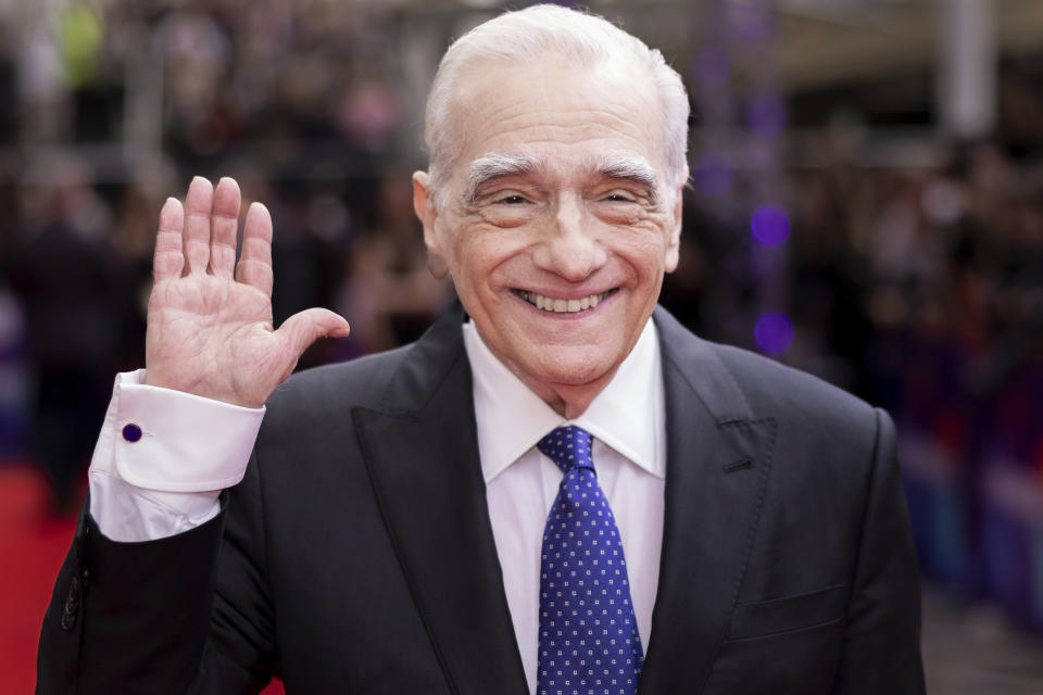 Director Martin Scorsese poses for photographers upon arrival for the premiere of the film 'Killers of the Flower Moon' at the 2023 London Film Festival in London, Saturday, Oct. 7, 2023. (Photo by Vianney Le Caer/Invision/AP)