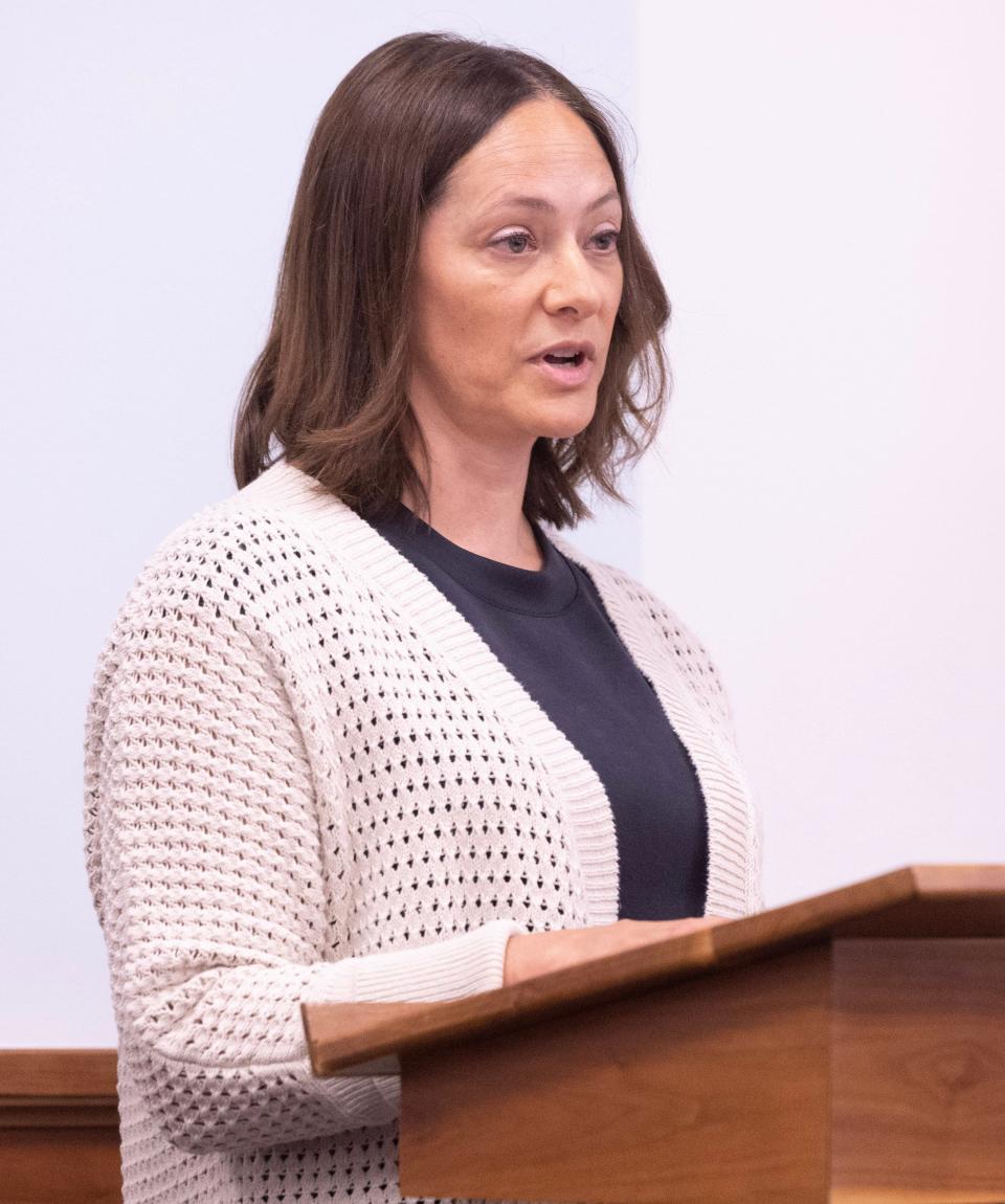 Christi Sinchak, daughter of crash victim Diane Clark, speaks in front of Judge Dixie Park in Stark County Probate Court on Monday.