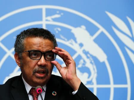 FILE PHOTO: Director-General of the World Health Organization (WHO) Tedros Adhanom Ghebreyesus attends a news conference at the United Nations in Geneva, Switzerland, February 7, 2018. REUTERS/Denis Balibouse