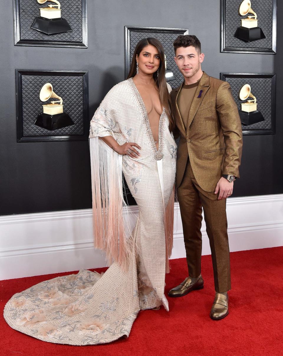 Priyanka Chopra Jonas and Nick Jonas at the Grammys on January 26, 2020.