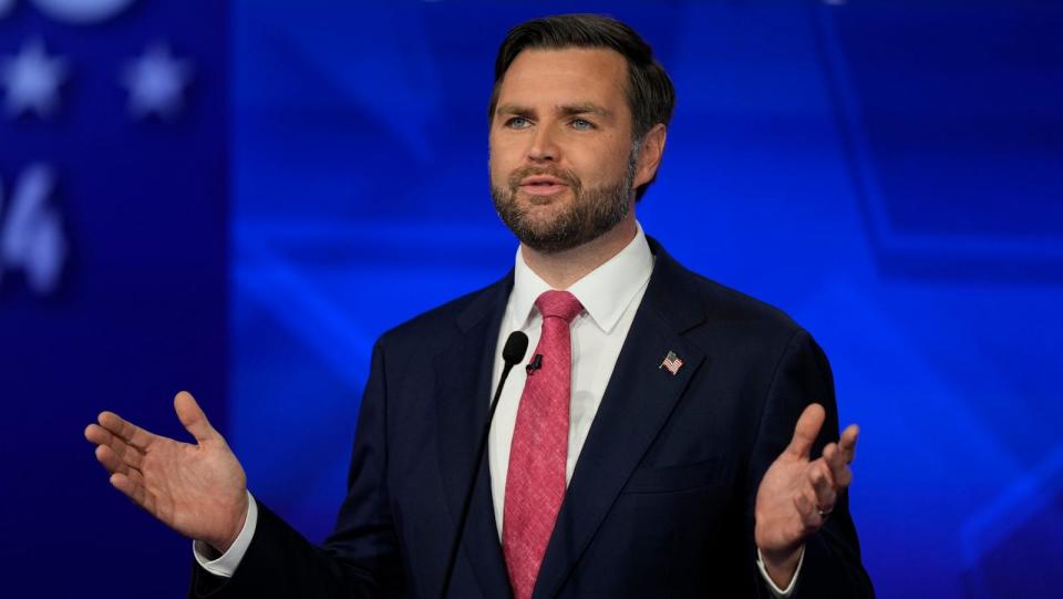 PHOTO: Republican vice presidential candidate Sen. JD Vance speaks during the Vice Presidential debate in New York City, Oct. 1, 2024. (Matt Rourke/AP)