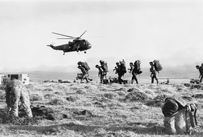 British Royal Navy helicopter Marines Falklands War