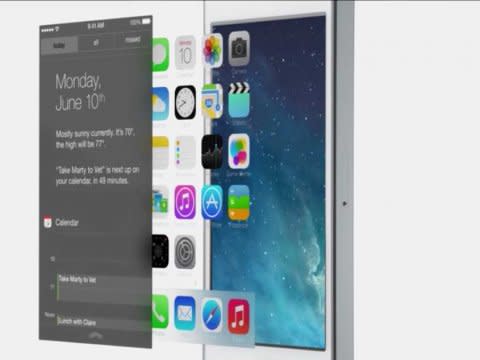 Apple WWDC iOS7 layered homescreen calendar