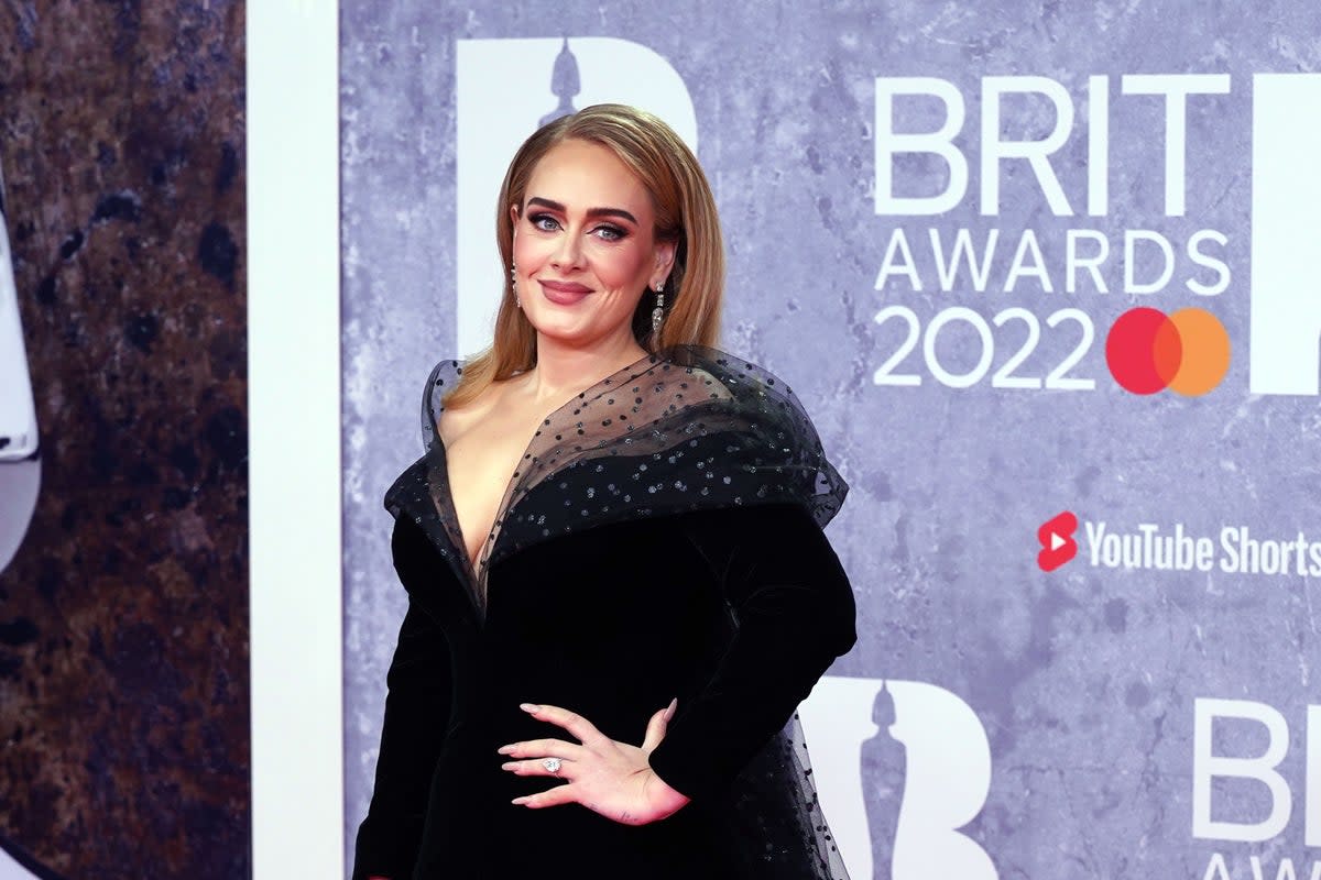 Adele pictured at 2022’s BRIT Awards  (PA Archive)