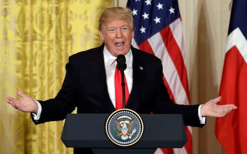 Donald Trump speaks at the White House last week - Credit: Evan Vucci/AP Photo