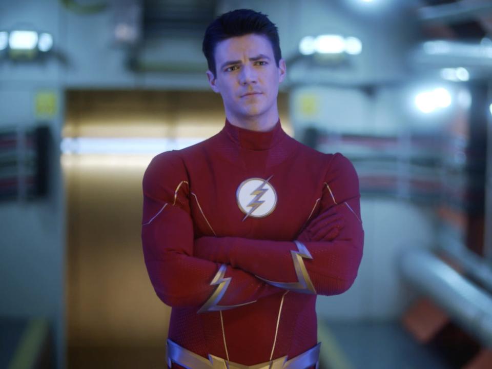 Grant Gustin dressed as The Flash on "The Flash."