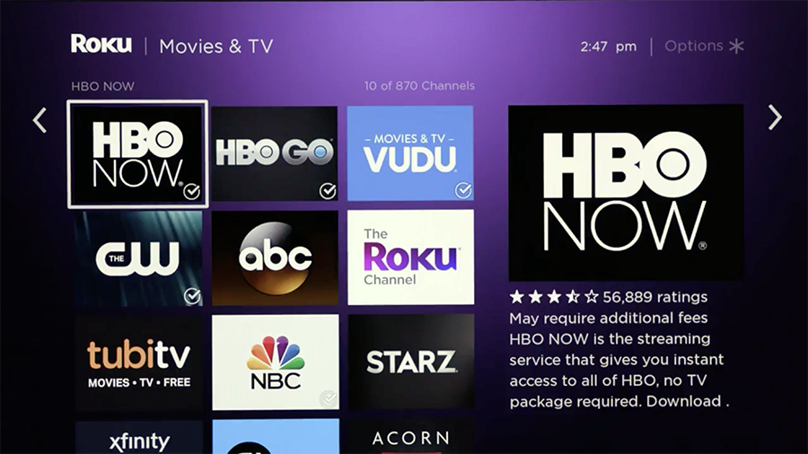 Roku’s interface is simple to navigate.