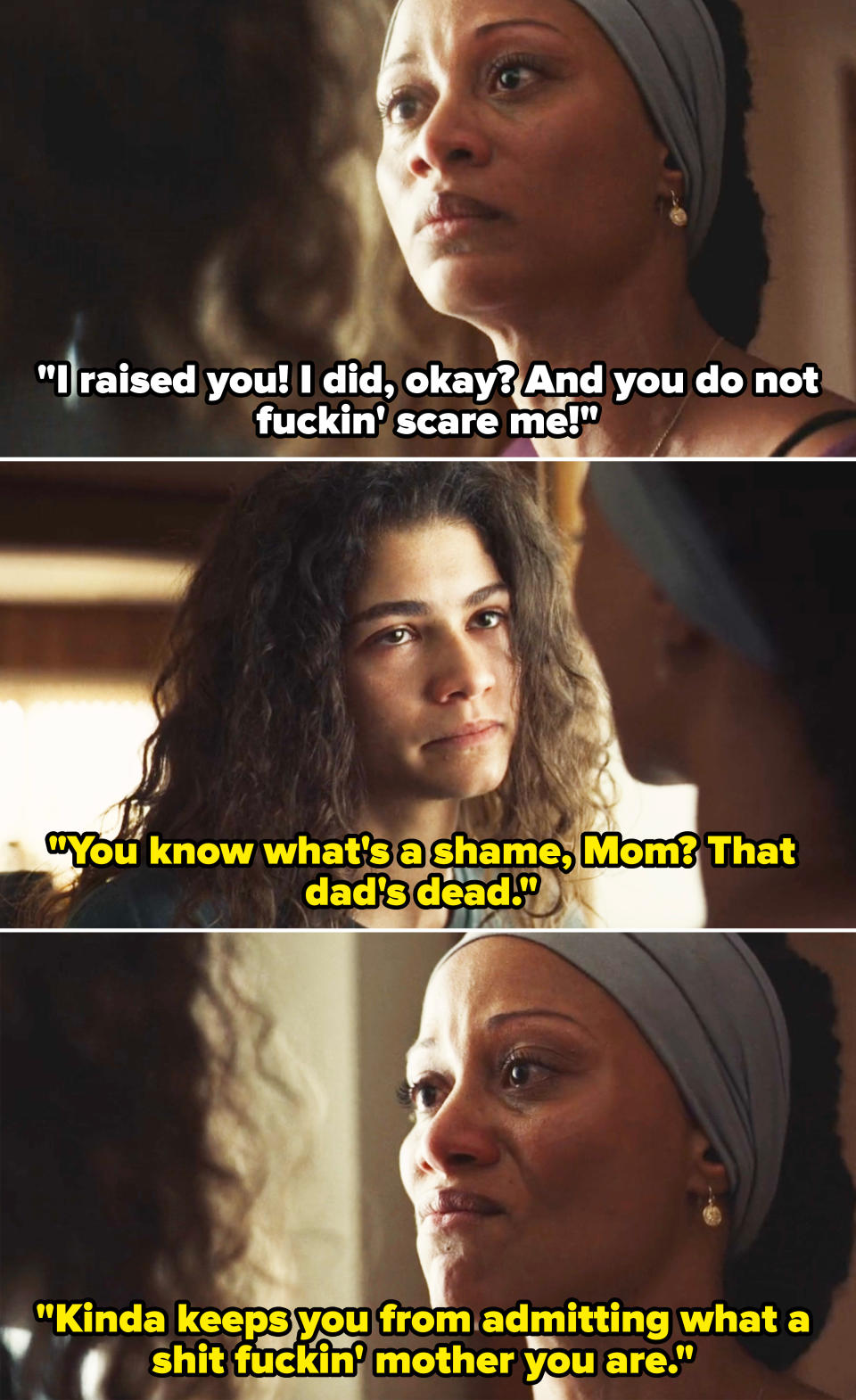 Rue telling her mom that she's scared to admit that she's a bad mother