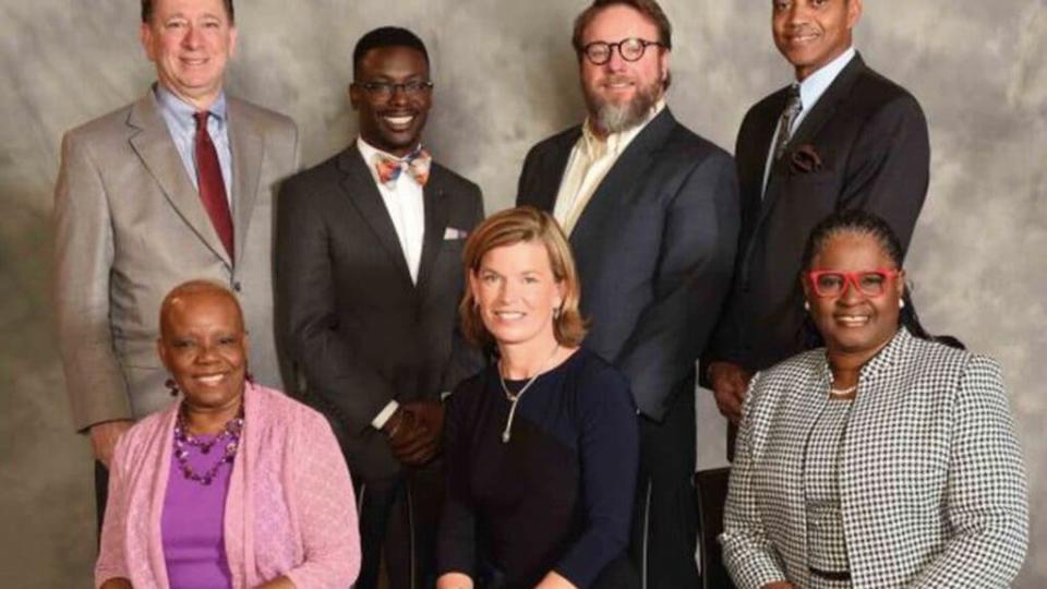 A photo of the Dekalb School Board including Joyce Morley (bottom left) via AJC.