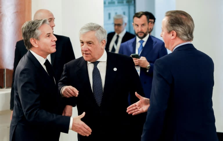 Blinken talks with Italian Foreign Minister Antonio Tajani and British Foreign Secretary David Cameron at G7 talks where Russia's invasion of Ukraine is a key topic (Remo Casilli)