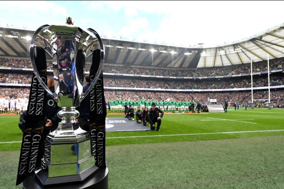 The Six Nations trophy at Twickenham last year (Getty)