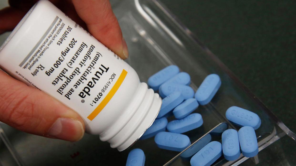 acist Clint Hopkins displays the HIV prevention drugs Descovy, left and Truvada, right, at Pucci's Pharmacy in Sacramento, Calif., . Gov. Gavin Newsom signed a bill, SB159, by state Sen. Scott Wiener, D-San Francisco, Monday, authorizing pharmacists to sell the HIV preventative medications, to patients without a physician's prescription California-HIV Prevention, Sacramento, USA - 07 Oct 2019