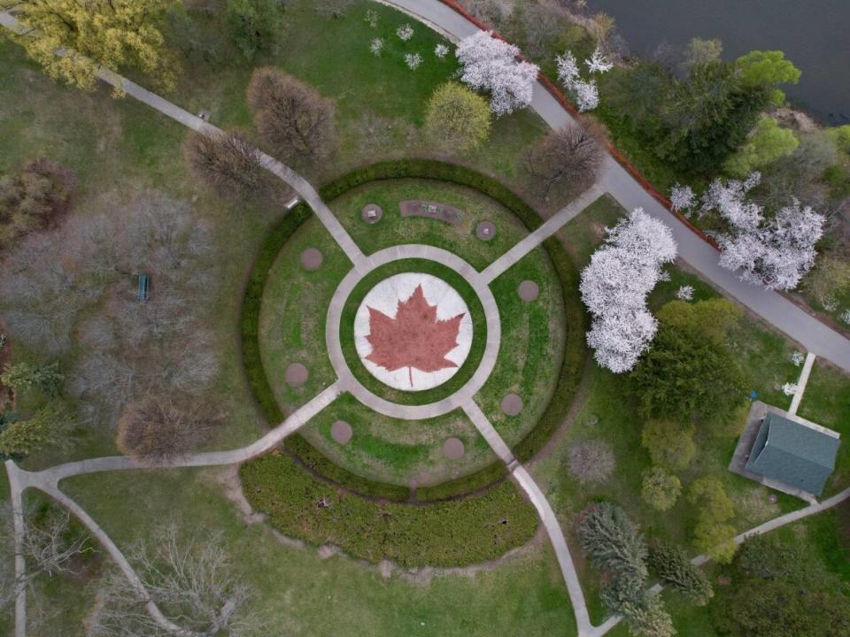 This is a drone shot of High Park taken on April 27, 2021. Toronto police say they are not targeting cyclists in High Park despite reports of increased police enforcement there.  ( - image credit)