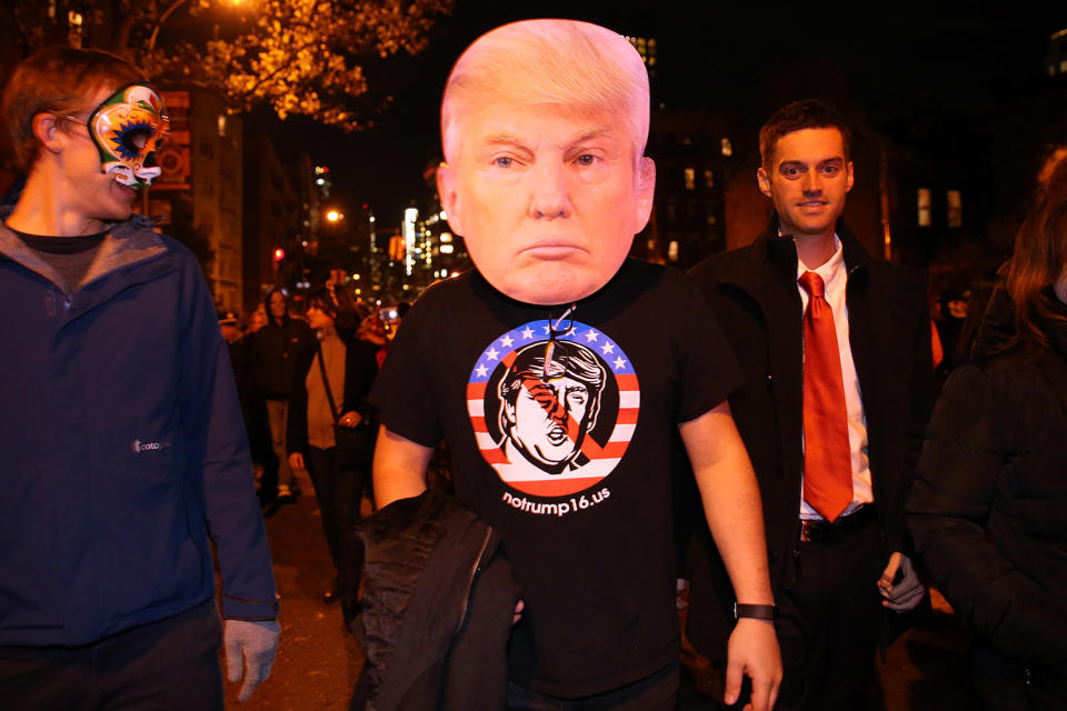 Trump wigs and Hillary masks: Political satire was on parade at Halloween in NYC